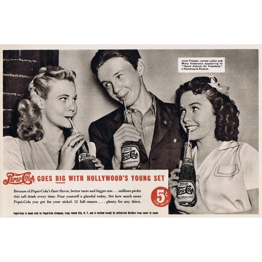 June Preisser James Lydon and Mary Anderson - Pepsi Ad Photo Print (10 x 8) - Item DAP18829 Image 1