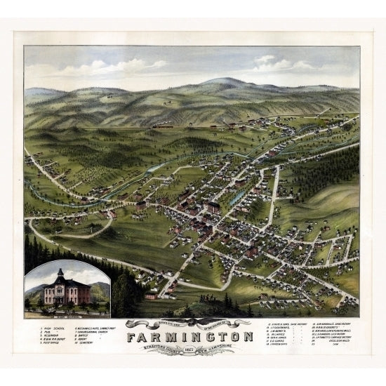 Old Map of Farmington Hampshire 1877 Stafford County Poster Print (18 x 24) Image 1