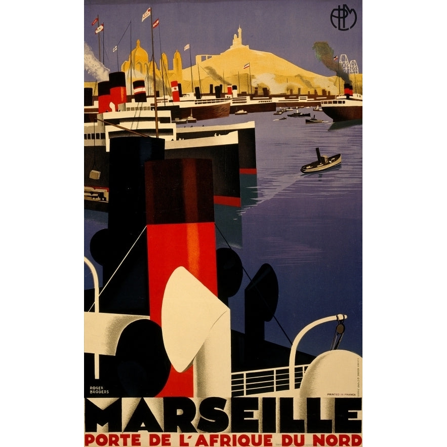 Marseille Porte De LAfrique Du Nord Vintage Travel Poster Print (18 x 24) Image 1