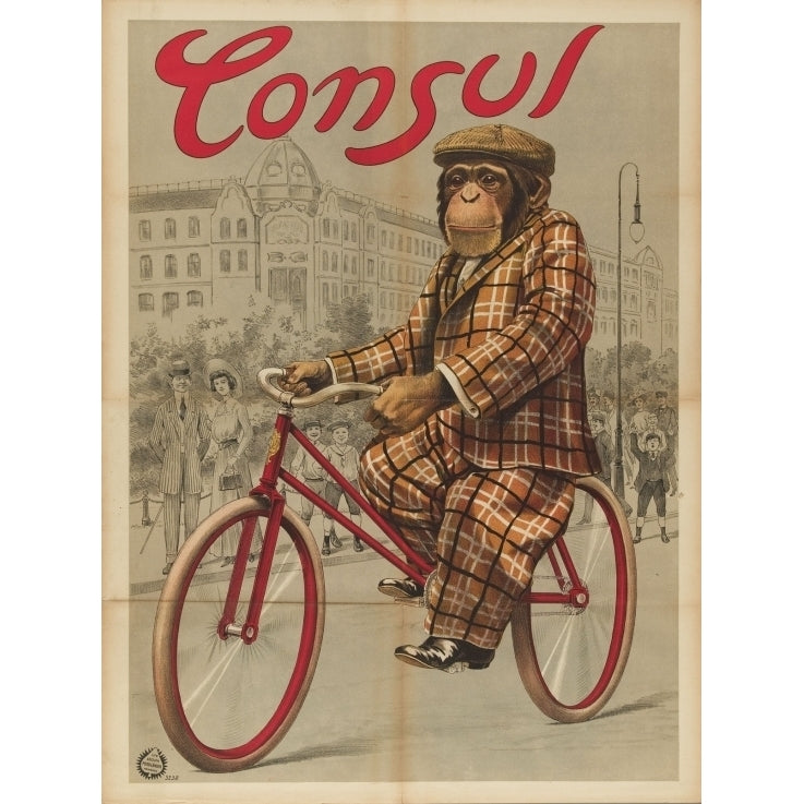 Consul The Monkey Riding A Bike Poster Print (18 x 24) Image 1