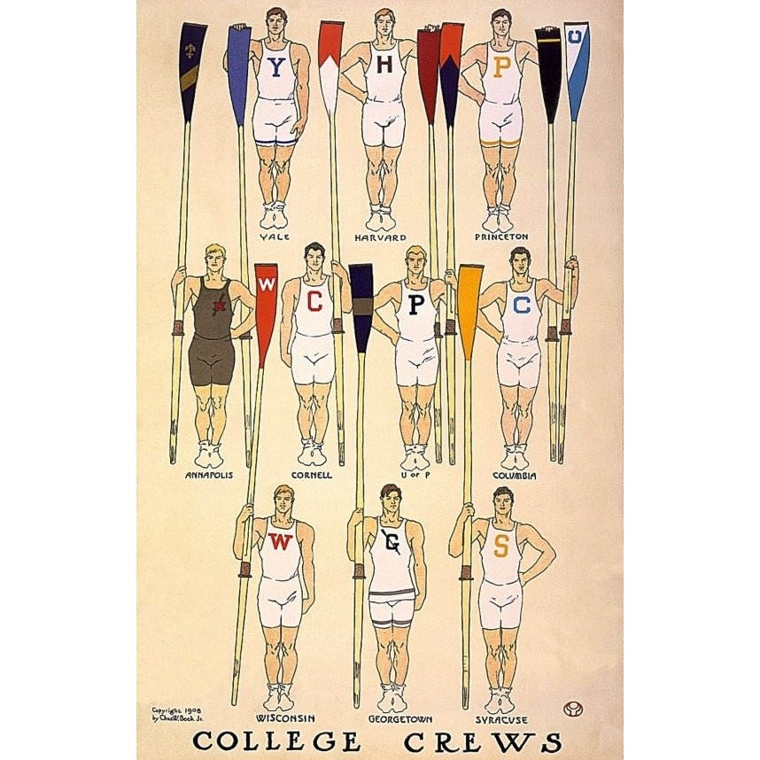 Rowing Crew - Yale Harvard Princeton Annapolis Cornell University Of Pennsy Poster Print (18 x 24) Image 1