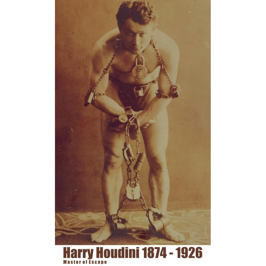 Harry Houdini Portrait In Chains - Pulicity Photo Taken 1899 Poster Print (18 x 24) Image 1