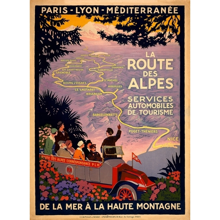 Vintage French Travel Route Des Alpes Poster Print (18 x 24) Image 1