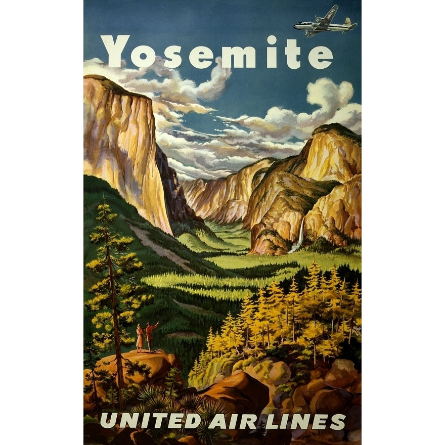 Yosemite United Air Lines Vintage Travel Poster Print (18 x 24) Image 1