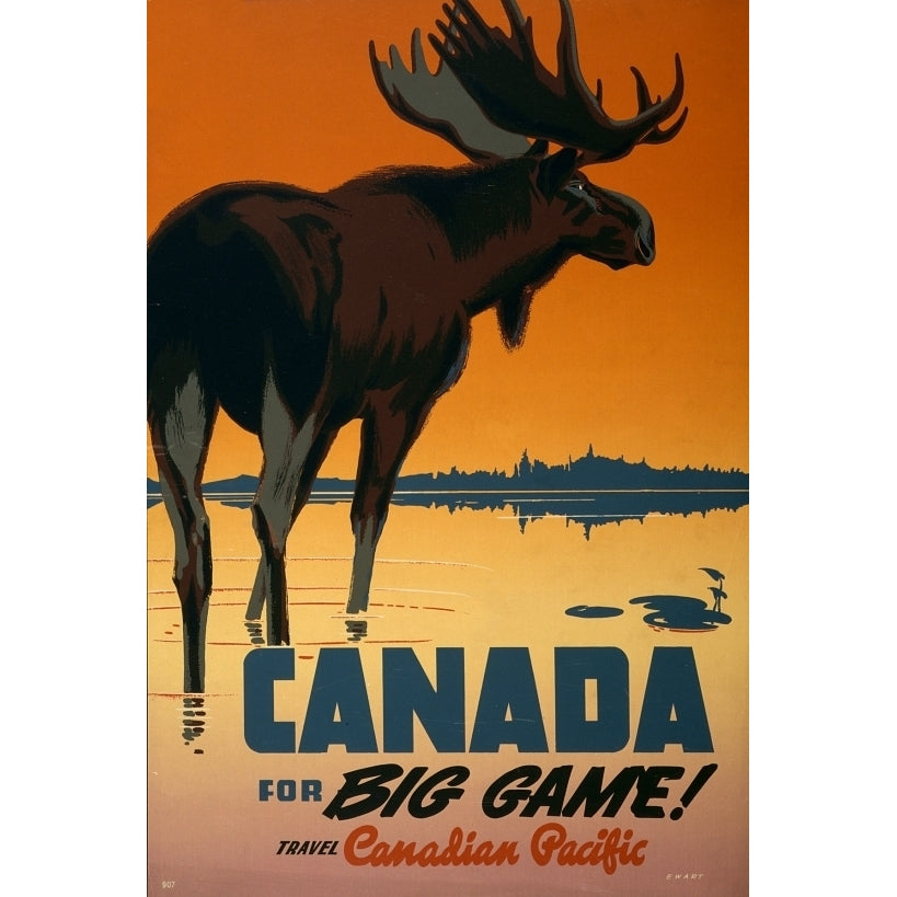 Canada For Big Game Canadian Pacific Retro Tourism Travel Poster Print (18 x 24) Image 1