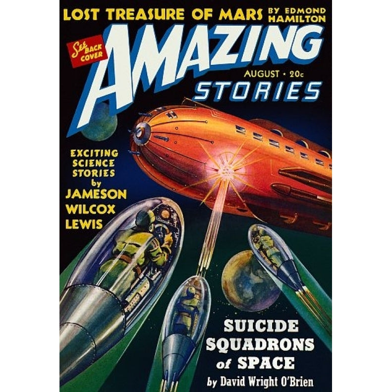 Vintage Sci Fi Amazing Stories Treasure Of Mars Poster Print (24 x 36) Image 1