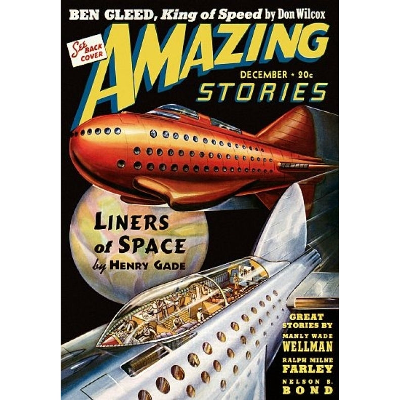 Vintage Sci Fi Amazing Stories Liners Of Space Poster Print (24 x 36) Image 1