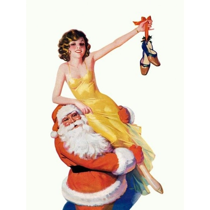 Pinup Brunette On Santa Claus Poster Print (18 x 24) Image 1