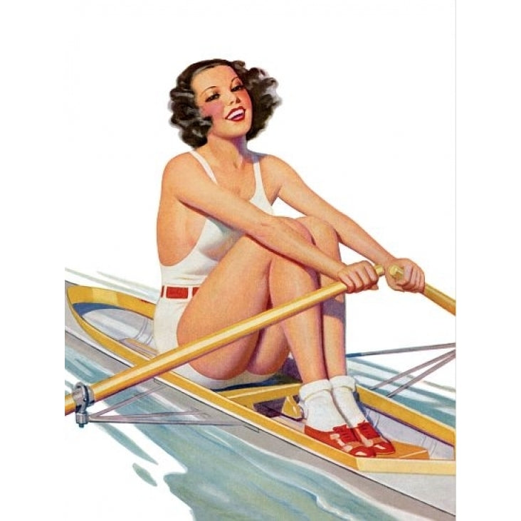 Pin Up Girl Brunette Rowing A Row Boat Poster Print (18 x 24) Image 1