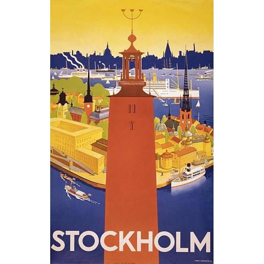 Stockholm Sweden Vintage Travel Poster Print (24 x 36) Image 1