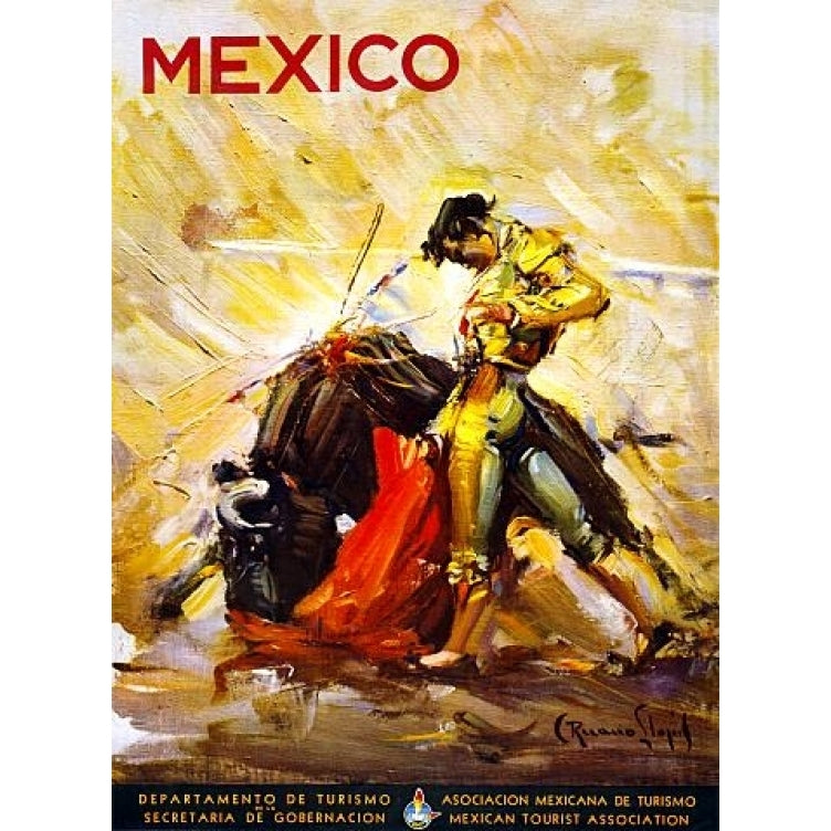 Mexican Bull Fight Vintage Travel Poster Print (24 x 36) Image 1