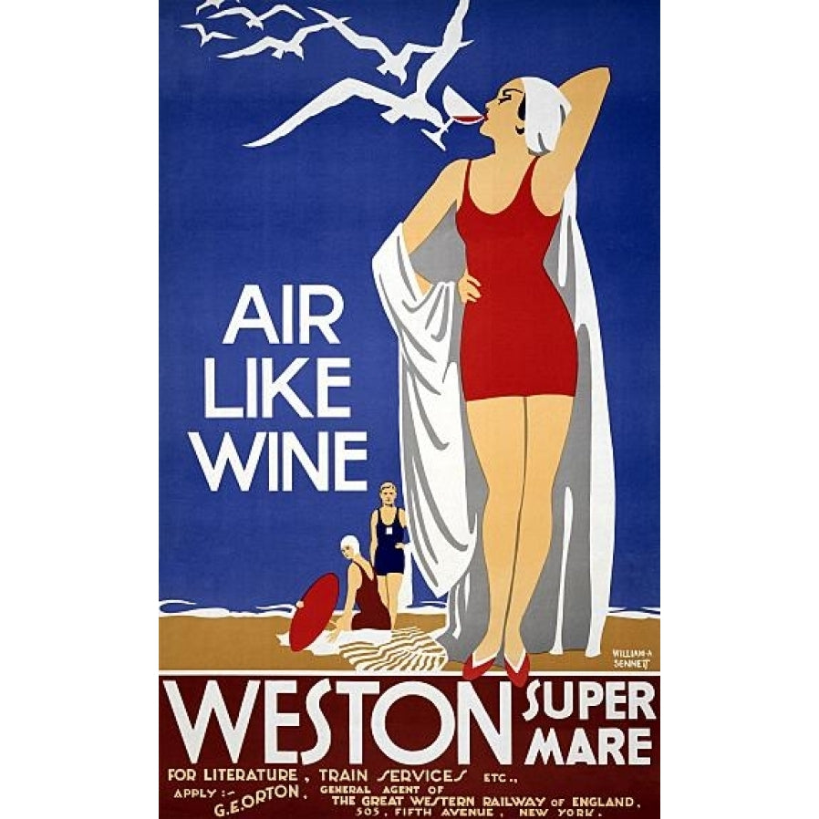 Air Like Wine Weston Super Mare Travel Poster Print (18 x 24) Image 1