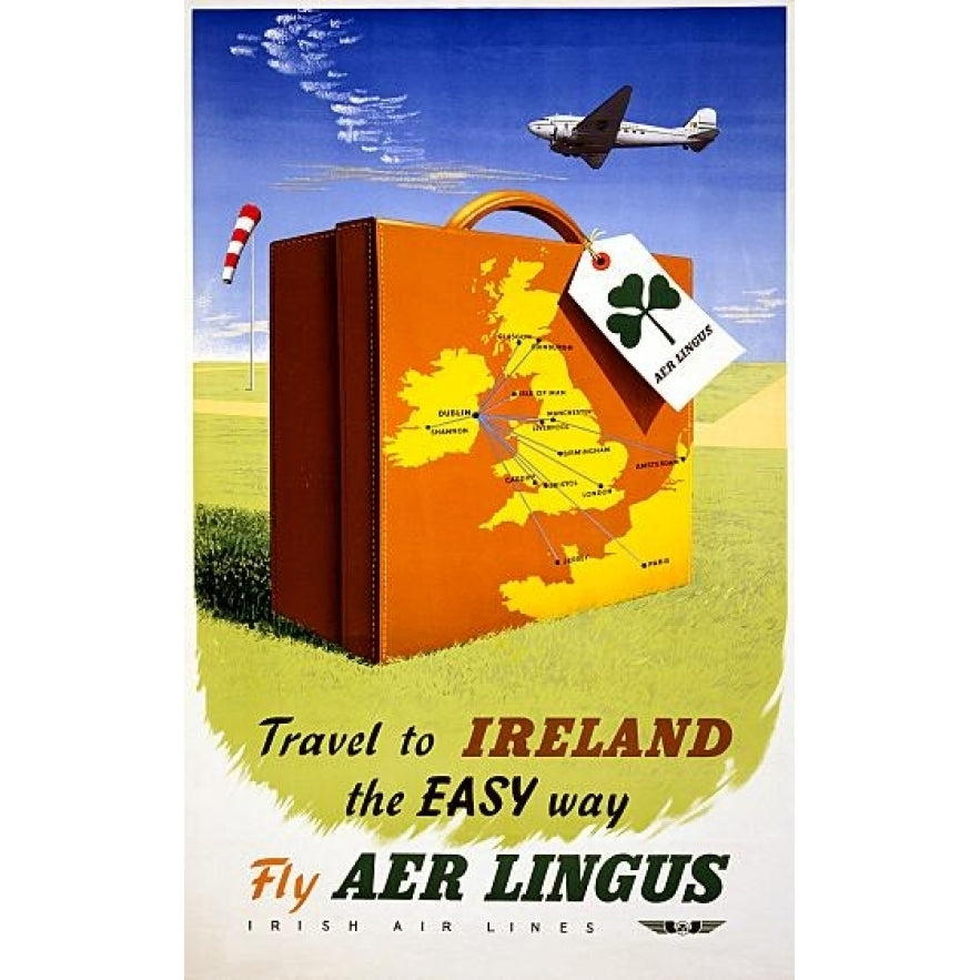 Ireland The Easy Way Aer Lingus Travel Poster Print (18 x 24) Image 1