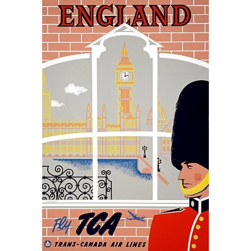 England Fly TCA Trans Canada Air Lines Travel Poster Print (18 x 24) Image 1