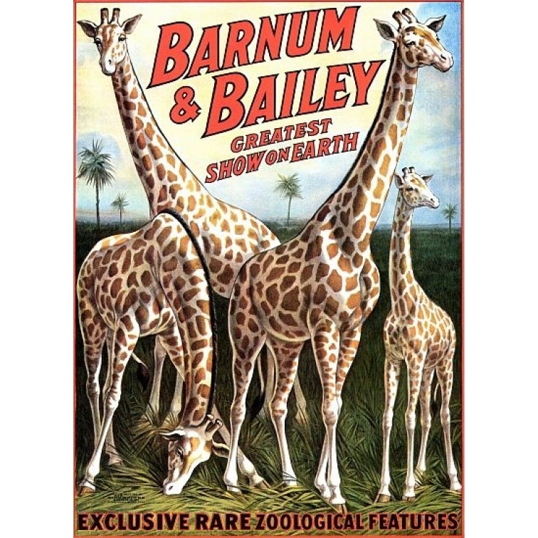 Barnum and Bailey Giraffe Circus Poster Print (18 x 24) Image 1