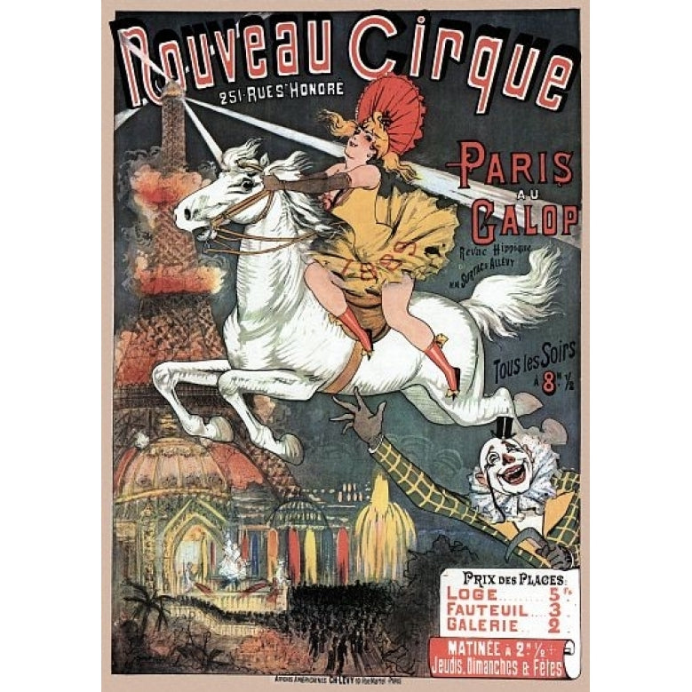 Nouveau Cirque Revuew Hippique French Circus Poster Print (24 x 36) Image 1