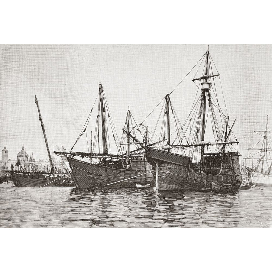 Replicas of La Nina and La Pinta ships. The original caravel-type vessels were used by Christopher Columbus in his first Image 1