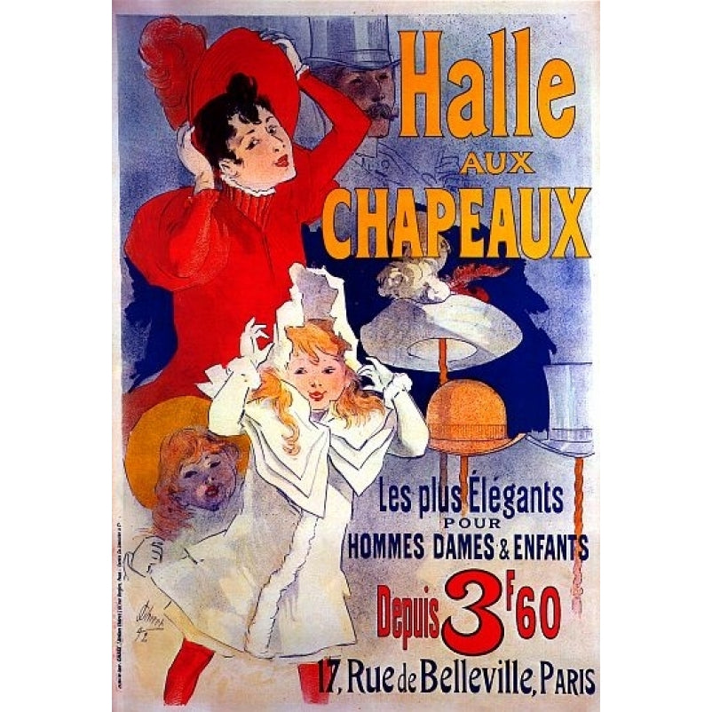 Vintage French Advertising Art Halle aux Chapeau Poster Print (24 x 36) Image 1