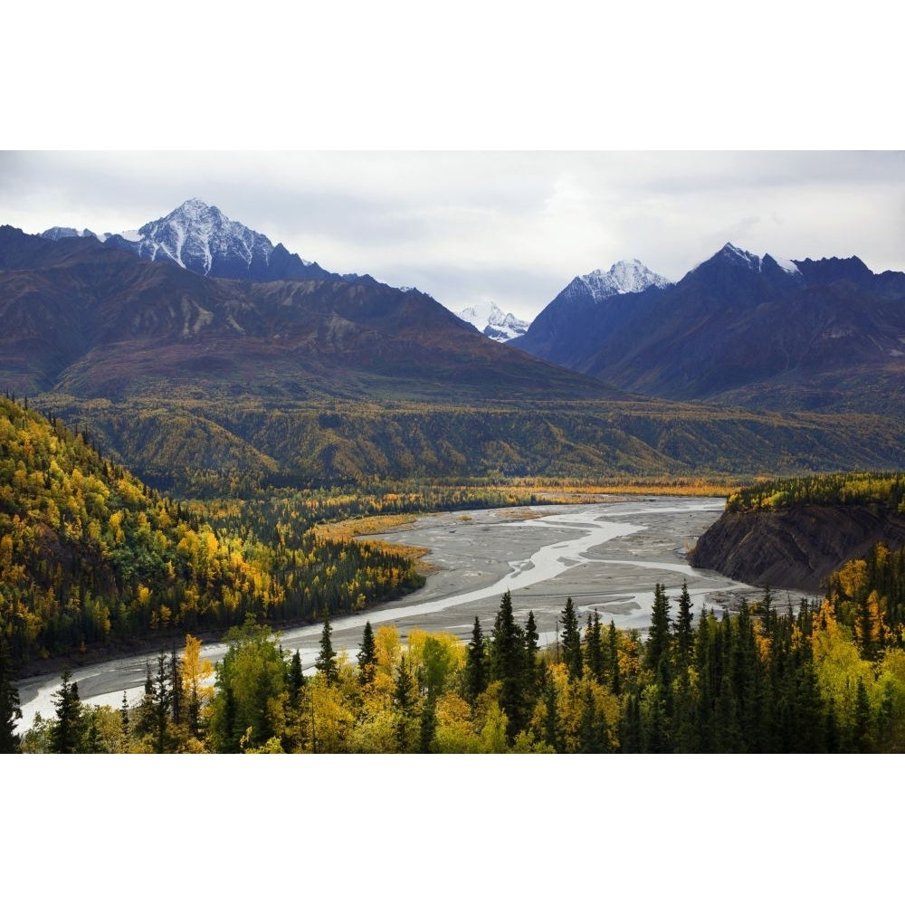 A stunning view of the Matanuska River Valley in full autumn color in South-central Alaska; Alaska United States of Image 1