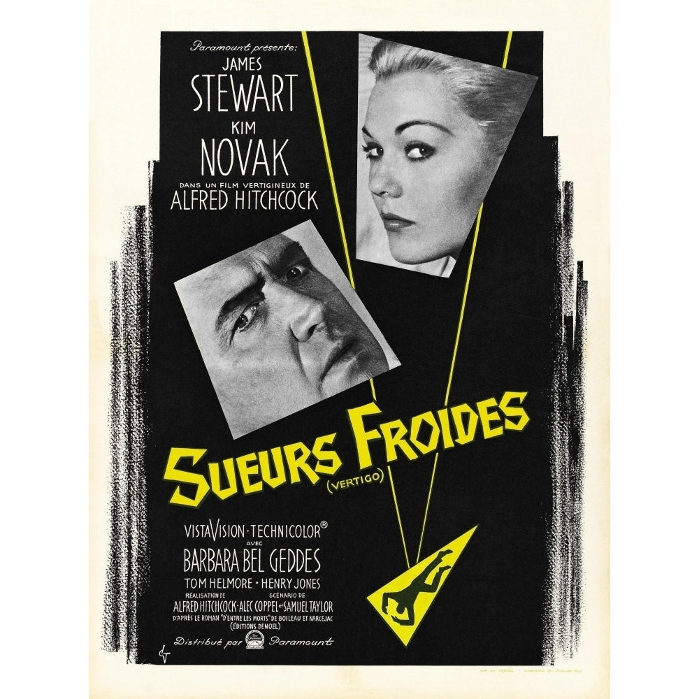 Vertigo (Aka Sueurs Froides) Left To Right: James Stewart Kim Novak 1958 Movie Poster Masterprint (11 x 17) Image 1