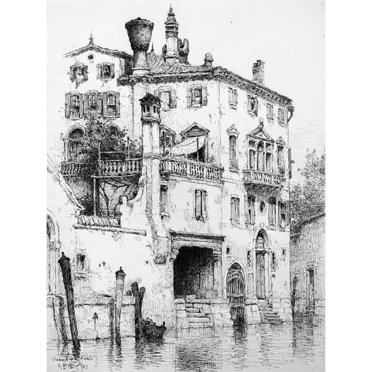 Sketch of Houses near SS. Giovanni e Paolo Venice Poster Print by Andrew Fisher Bunner (1841 ??1897) (18 x 24) Image 1