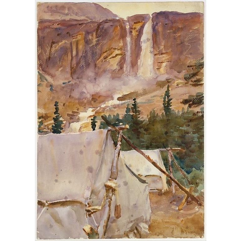 Camp and Waterfall Poster Print by John Singer Sargent (American Florence 1856 ??1925 London) (18 x 24) Image 1