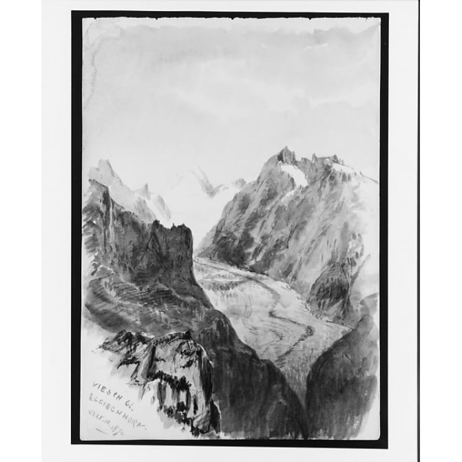 Fiesch Glacier from Eggishorn (from Splendid Mountain Watercolours Sketchbook) Poster Print by John Singer Sargent Image 1