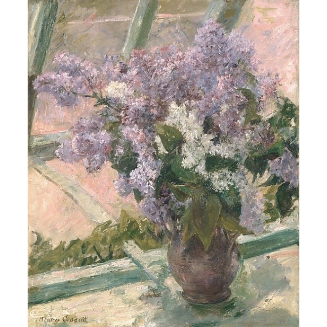 Lilacs in a Window (Vase de Lilas a la Fenetre) Poster Print by Mary Cassatt (American Pittsburgh Pennsylvania Image 1