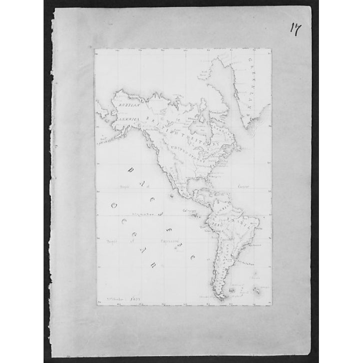 Map of the Western Hemisphere (from Sketchbook) Poster Print by James McNeill Whistler (American Lowell Massachusetts Image 1