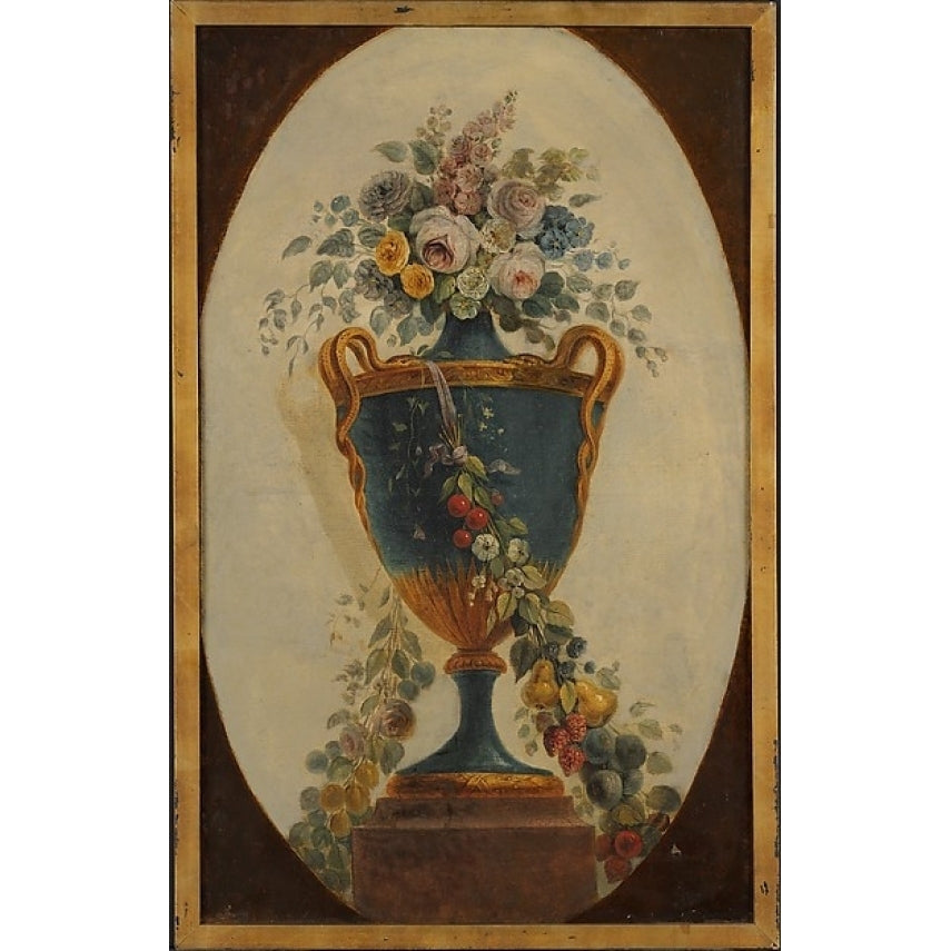 Vase of Flowers Draped with Garlands Poster Print by French Painter 18th century (18 x 24) Image 1