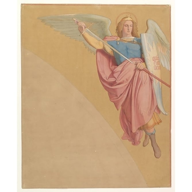 Archangel Drawing a Sword Poster Print by Eduard Jakob von Steinle (Austrian Vienna 1810??1886 Frankfurt am Main) (18 x Image 1