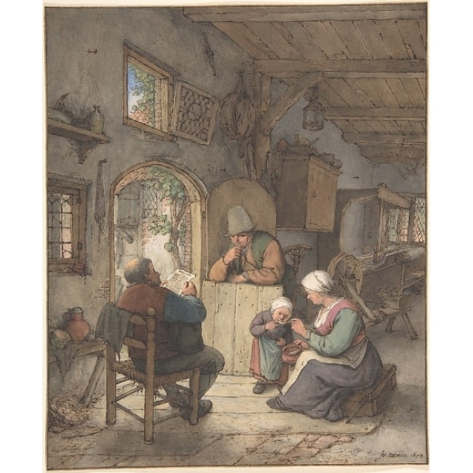 Reading the News at the Weavers Cottage Poster Print by Adriaen van Ostade (Dutch Haarlem 1610??1685 Haarlem) (18 x 24) Image 1