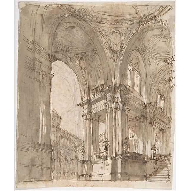 Architectural Study (recto); Separate Sheet with Architectural Drawing (verso) Poster Print by Filippo Juvarra (Italian Image 1