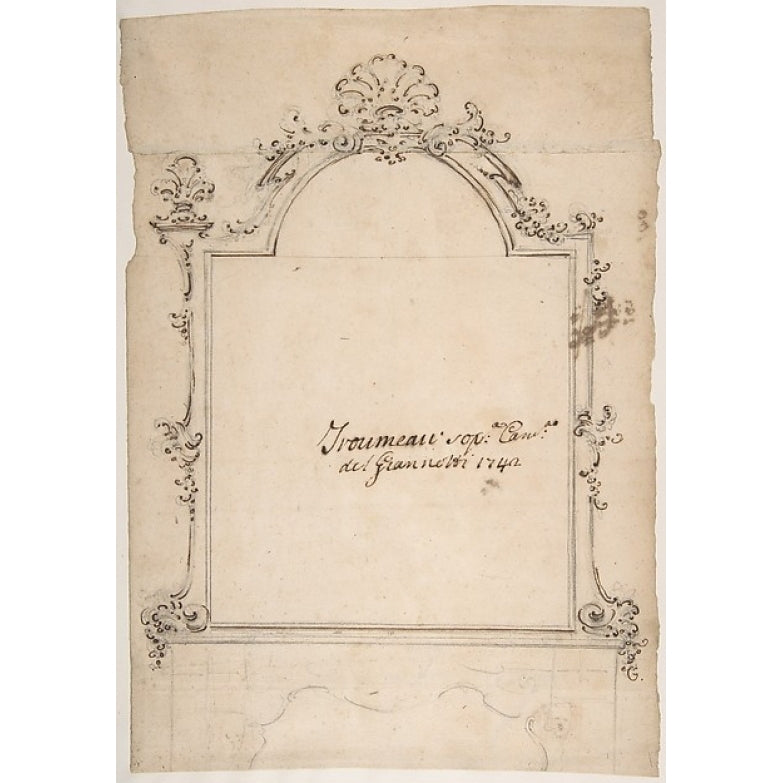 Design for a Carved Mirror Frame Surmounting a Mantle (Trumeau) Poster Print by Domenico Silvestro Giannotti (Italian Image 1