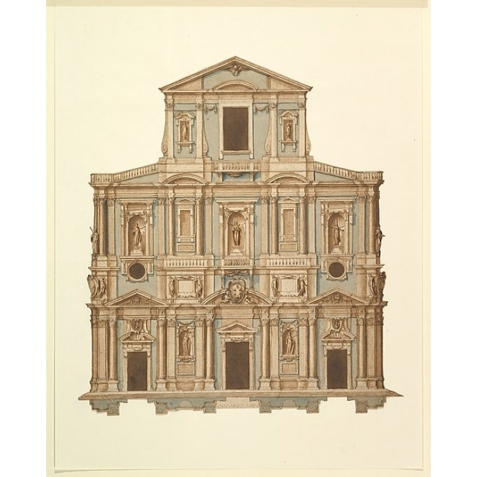 Drawing for Buontalentis Model for the Facade of S. Maria del Fiore of Florence Poster Print by Attributed to Cigoli Image 1