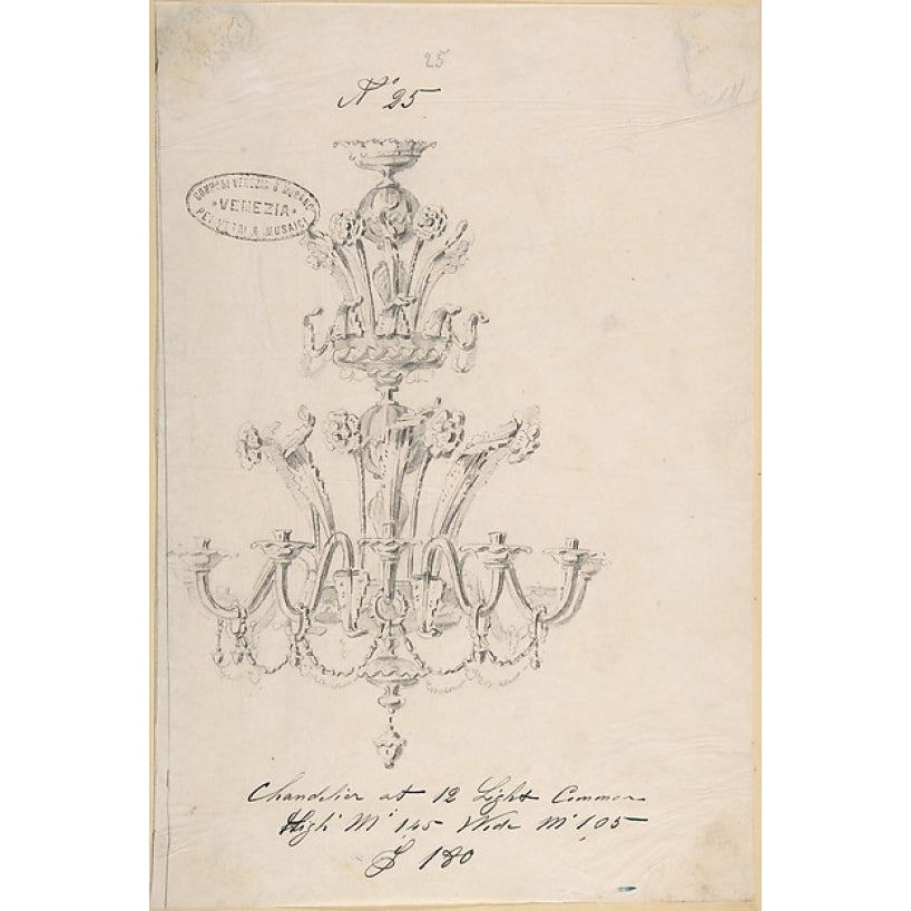 One of Twenty-Three Sheets of Drawings of Glassware (Mirrors Chandeliers Goblets etc.) Poster Print by Compagnia di Image 1