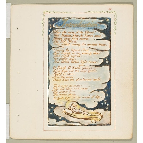 Songs of Experience: Introduction: Hear the voice of the Bard Poster Print by William Blake (British London 1757 ??1827 Image 1