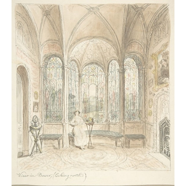 Lea Castle Worcestershire View in Bower looking North Poster Print by Attributed to John Carter (18 x 24) Image 1