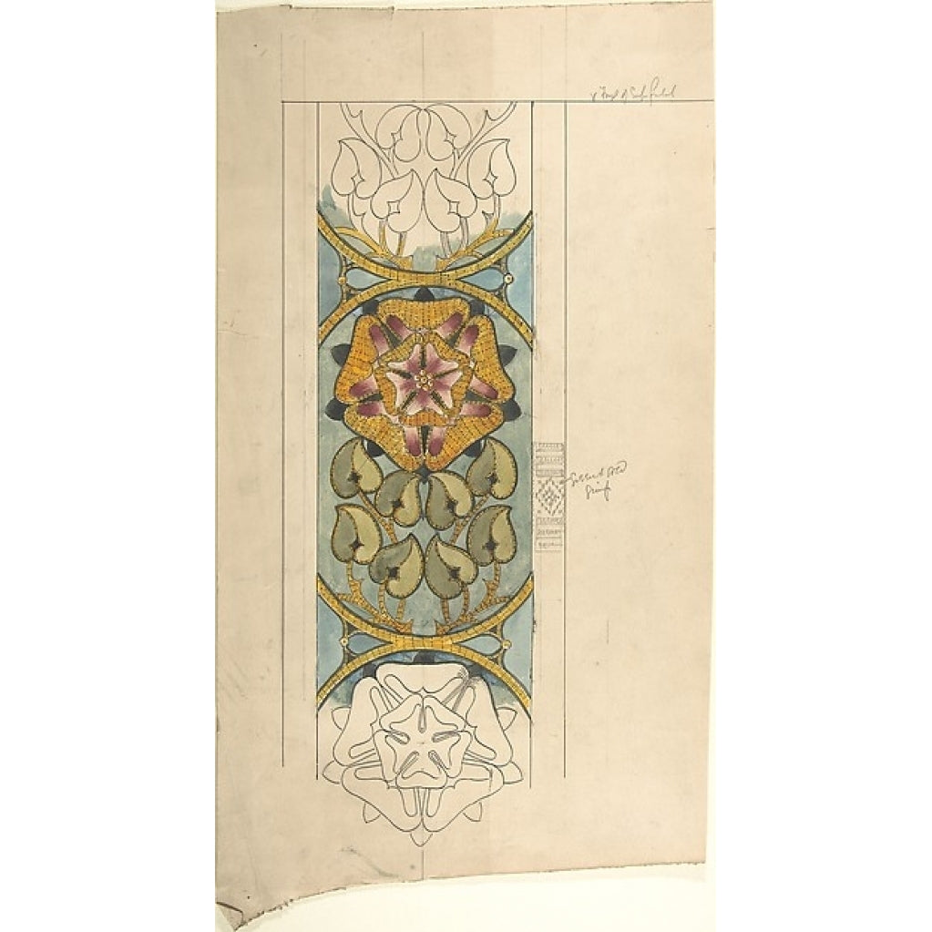 Design for Ecclesiastical Embroidery Vertical Pattern with Tudor Rose Poster Print by Ernest Geldart (British London Image 1