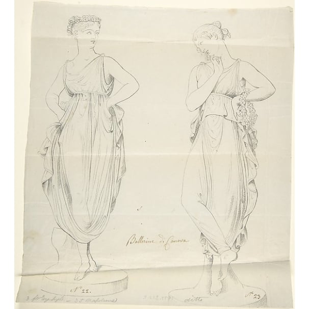 Sketch of Two Statues: Ballerinas by Canova Poster Print by John Gibson (British Gwynedd Wales 1790 ??1866 Rome) (18 x Image 1