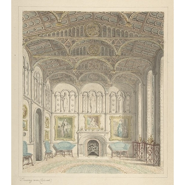 Drawing Room of Lea Castle Looking West Poster Print by Attributed to John Carter (British London 1748 ??1817 London) Image 1