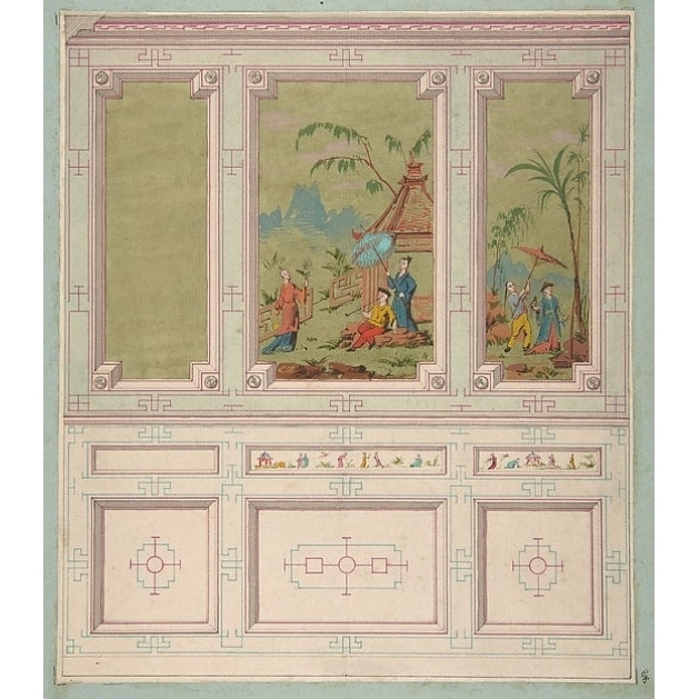 Design for wall panels decorated with Chinoiserie scenes Poster Print by Jules-Edmond-Charles Lachaise (French died Image 1