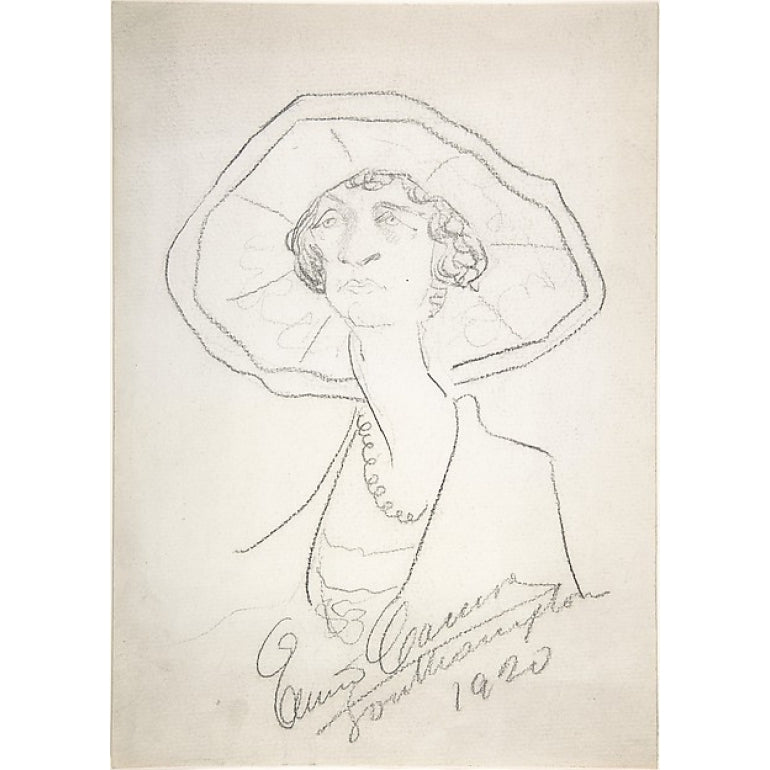 Caricature of a Woman in a Large Hat Poster Print by Enrico Caruso (Italian 1873 ??1921) (18 x 24) Image 1