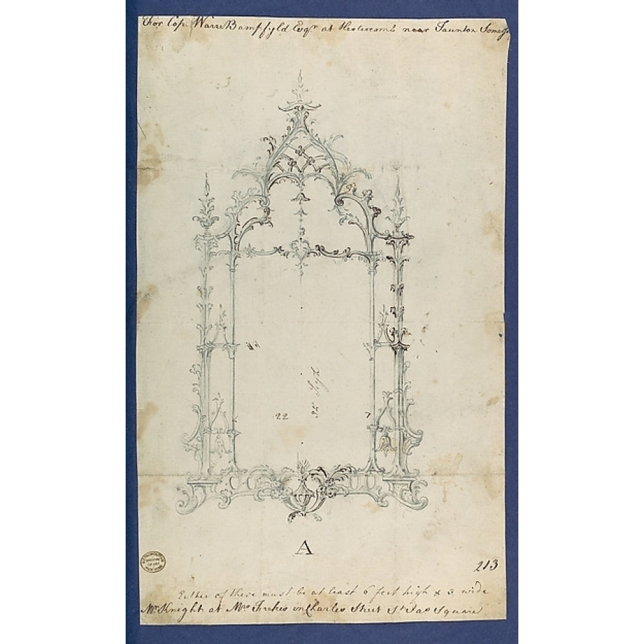 Mirror in Chippendale Drawings Vol. I Poster Print by Thomas Chippendale (British baptised Otley West Yorkshire Image 1