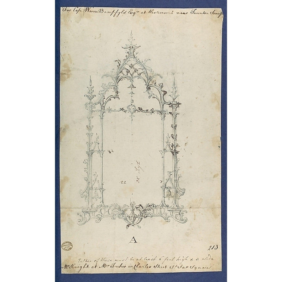 Mirror in Chippendale Drawings Vol. I Poster Print by Thomas Chippendale (British baptised Otley West Yorkshire Image 1