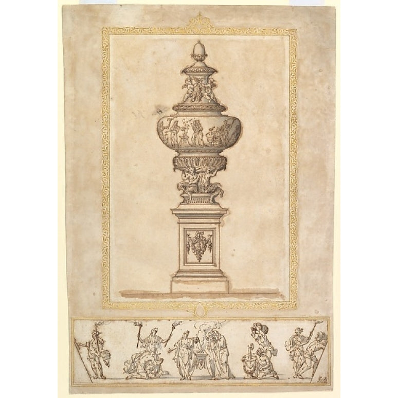 Study of an Urn; Study for the Frieze Decoration around the Urn Poster Print by Edward Pierce (Pearce) II (British Image 1