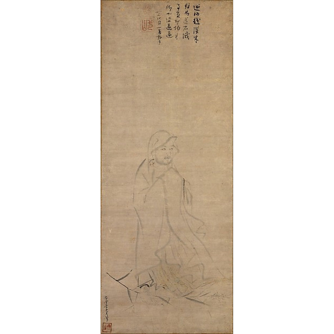 Bodhidharma crossing the Yangzi River on a reed Poster Print by Li Yaofu (Chinese active ca. 1300) (18 x Image 1