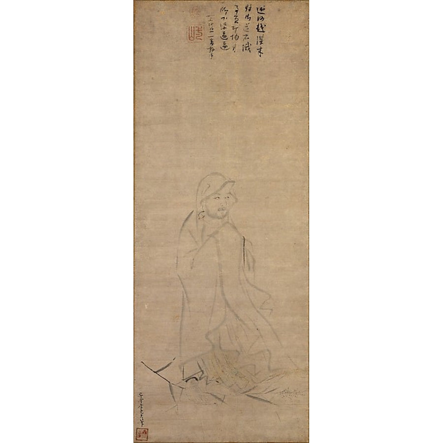 Bodhidharma crossing the Yangzi River on a reed Poster Print by Li Yaofu (Chinese active ca. 1300) (18 x Image 1