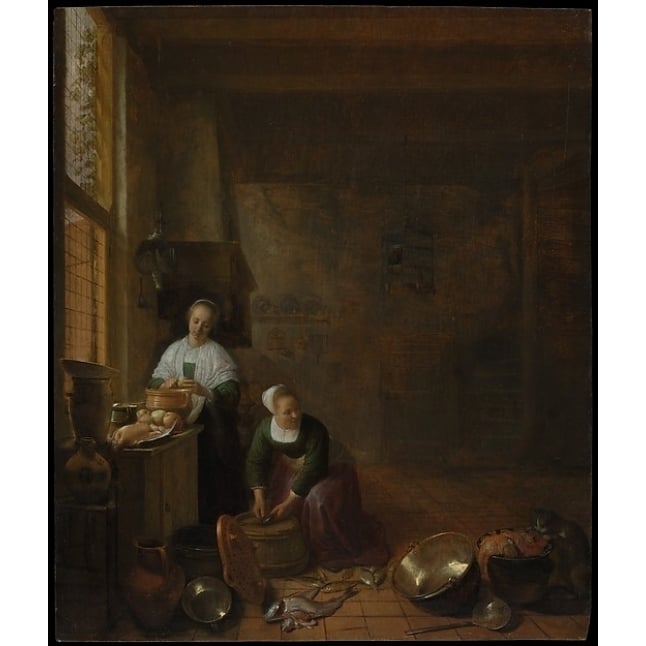 A Kitchen Poster Print by Hendrick Sorgh (18 x 24) Image 1