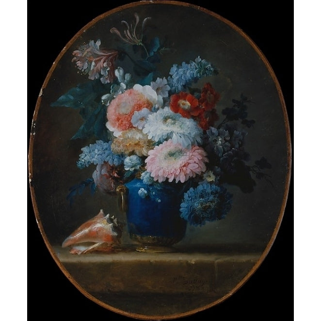 Vase of Flowers and Conch Shell Poster Print by Anne Vallayer-Coster (French Paris 1744 ??1818 Paris) (18 x 24) Image 1